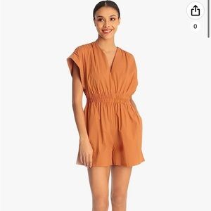 NWT Donna Morgan Campbell Cotton Romper Copper